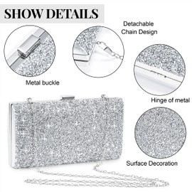 Rhinestone Evening Bag Clutch Women's Glitter Handbag Bridal Wedding Clutch Set with Earrings Necklace Bracelet for Party Wedding Banquet Prom 4 Pieces, silver