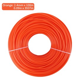 COEWUR 1 Roll Trimmer Line 2.4 mm x 100 m Nylon Mowing Line Round Cross Section Brush Cutter Thread Trimmer Line for Grass Weeds Lawn Edging Garden Park Yard (Orange)