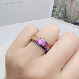 Frostaly Potassium Ion Spinning Ring,6pcs Fidget Rings for Anxiety,Stainless Steel Spinner Ring for Women Men (stainless steel, 8)