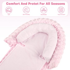 Infant Car Seat Insert, HNHUAMING Baby Car Seat Head & Body Support for Newborn, Ultra Soft Reversible Preemie Carseat Insert Cushion for Girls Boys, Fit Car Seat, Stroller, Swing, Bouncer, Pink