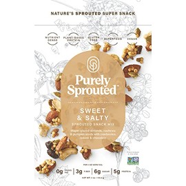 Purely Sprouted Sweet & Salty Snack Mix: Vegan, Gluten-Free, and Non-GMO Blend for a Healthy Crunch! (4 oz,4 pack)