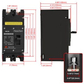 Heschen DC Molded Case Circuit Breaker MCCB, 2 Poles, DC1000V Photovoltaic Circuit Breaker, for Solar PV System Solar Panels Grid System (140A HSM3DC-250)