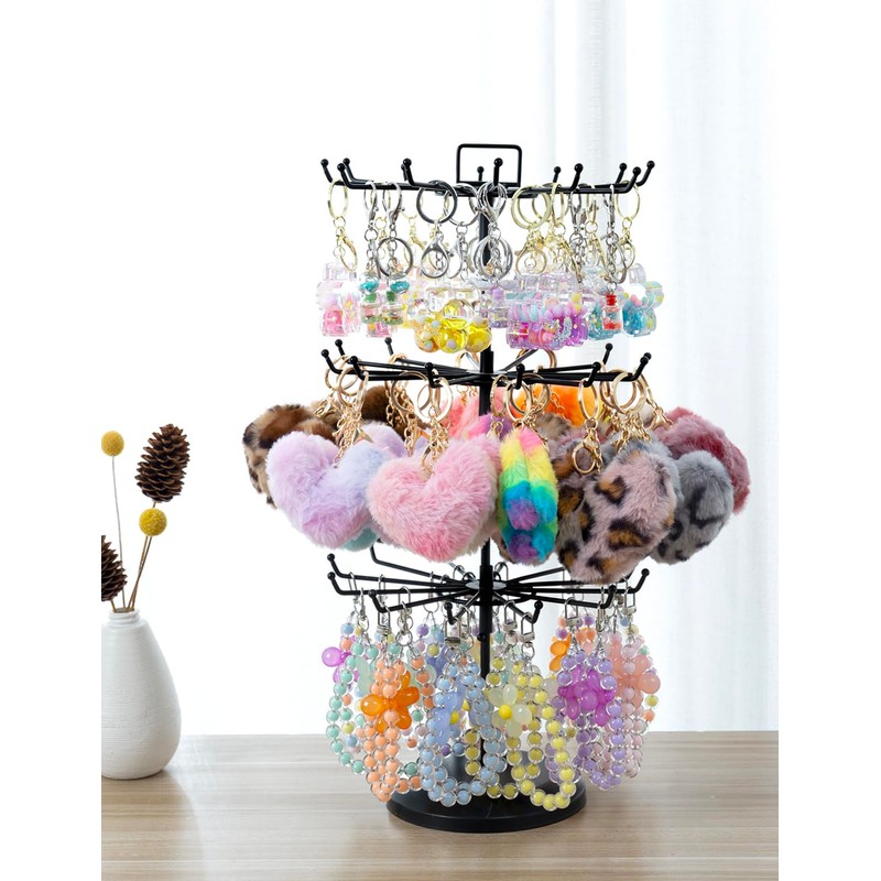 MyGift 3 Tier Classic Matte Black Metal Jewelry Tree with