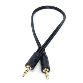 DRUT 30cm 3.5mm to 3.5mm Stereo Audio AUX Cable Gold Connectors, Small 3 pin Jack to Jack Speaker Lead 1ft Black