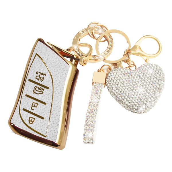 Simocky Key Fob Cover with Diamond Keychain for Lexus Car