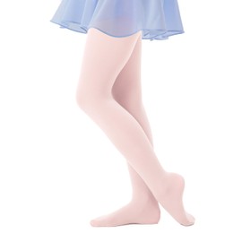 CozyWow Ultra Soft Ballet Tights for Girls Dance Tights for Kids, Children Pantyhose Footed 4T to 12T（1 pair x ballet pink,8-10 Years）