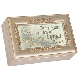 Cottage Garden Lives of Eternal Love Silvertone Gold Inlay Jewelry Music Box Plays You Light Up My Life