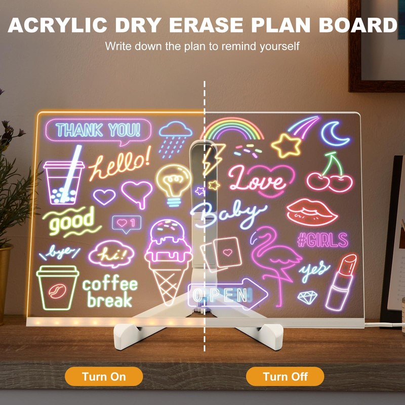 LED Note Board with 7 Colors, 12"x8" Lumiboard Led Drawing