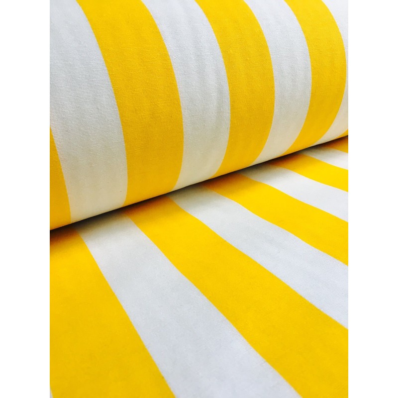 Yellow White Striped Fabric - Stripes Curtain Upholstery Material 140cm