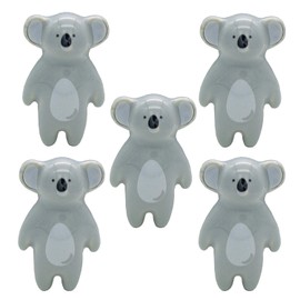 Tecrio 5 PCS Ceramic Animal one Hole Kids Room Dresser Drawer Knobs, Wardrobe Cupboard Closet Door Handle Pulls Furniture Hardware Fun Knob Bear