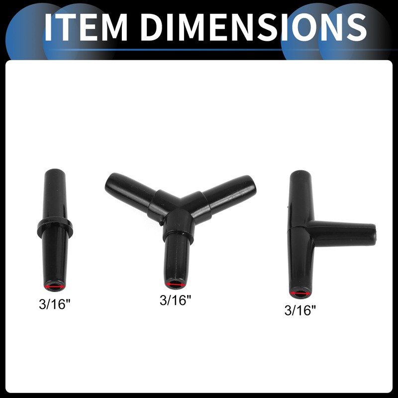 INFINAUTO Plastic Hose Barb Fittings, 3/16" Stright Barb Connector T