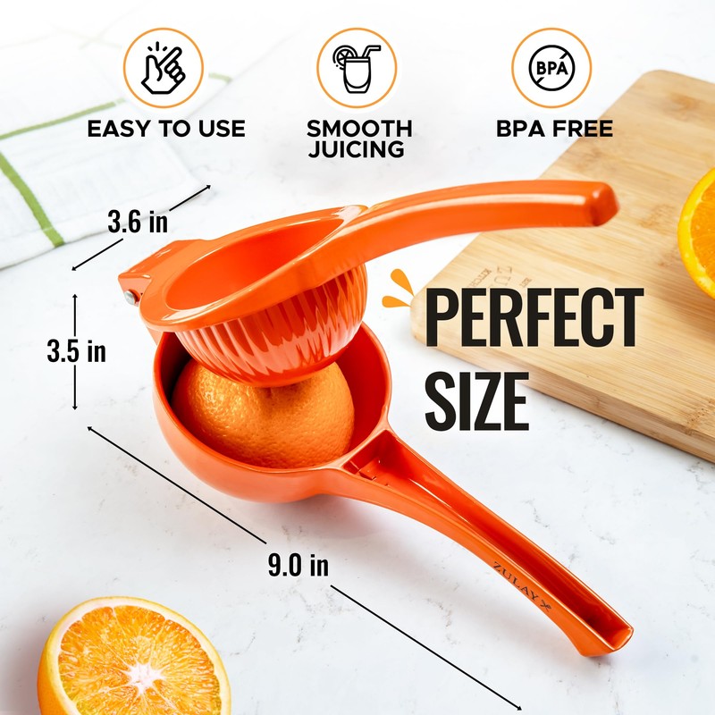 Zulay Kitchen Premium Metal Orange Squeezer – Heavy-Duty Manual Citrus