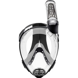 Cressi Duke Full Face Snorkel Dry Mask - Available in Standard Version or with Action Cam Holder, Adult Unisex,Clear/Black,M/L