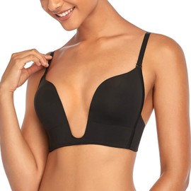 DotVol Women's Deep V-Neck Push Up Bra Non-Wired Multiway Bra, black, 80C