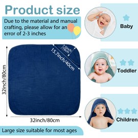 Peryiter 4 Pcs Muslin Hooded Baby Towels, 32x 32'' Cotton Newborn Bath Towel Muslin Infant Baby Blankets Absorbent Unisex Christmas Registry Gift Essentials for Girls Boys (Blue Series)
