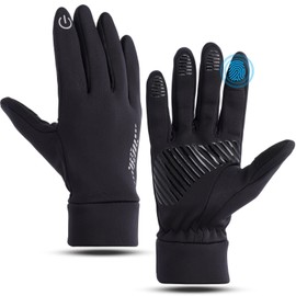 Winter Gloves Touch Screen Water Resistant Windproof Thermal for Running Cycling Driving Hiking for Men Women Lightweight Thermal Sports Gloves (Black, XL)