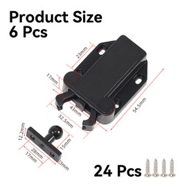 6 Pcs Touch Release Catch Latch Cupboard, Push to Open Door Catches, Cupboard Catches and Latches, Black Cupboard Push Latch, ABS Push Latch for Cupboard and Drawer
