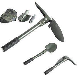 Folding Camping Survival Shovel with Pick 16" Garden Military Style Survival w/Pick Tool & Case