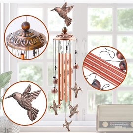 Hummingbirds Wind Chimes Decoration, Aluminum Chime, Outdoor Decor Bronze Garden Wind Chime