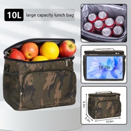 HAOMUK Lunch Box for Men Women, Insulated Lunch Bag for Adult Small Reusable Leakproof LunchBox for Work Office Picnic Beach Soft Cooler Bag with Adjustable Shoulder Strap (CP)