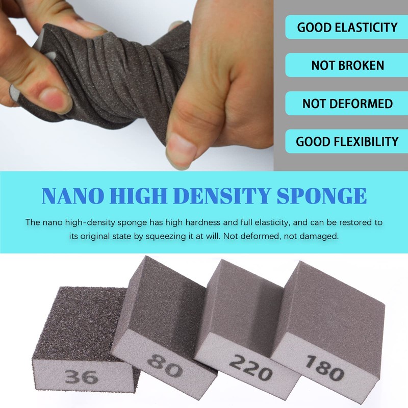 Cimeton 20pcs Sanding Sponge Set Including 7pcs 36-220 Grits Washable