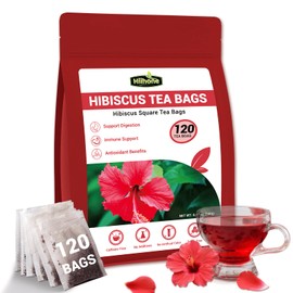 Hibiscus Tea Bags, Hibiscus Flower Herbal Tea - Rich in Vitamin C, Caffeine Free,Sugar Free, 120 Count