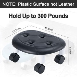 CasaZenith 5.9'' Height Rolling Stool, (10.2" D x 13.1" W) Plastic Surface Low Rolling Stools with Wheels, 360° Rotating Flexible Seating, Rollings Step Stool for Home Office Pedicure Floor Cleaning