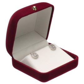 POKOFO Velvet Earrings Storage Box Jewelry Packaging Gift Showcase Display (Red)