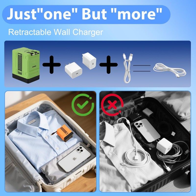 2-in-1 Compatible with 120w Fast Charger, 2025 New Retractable Wall