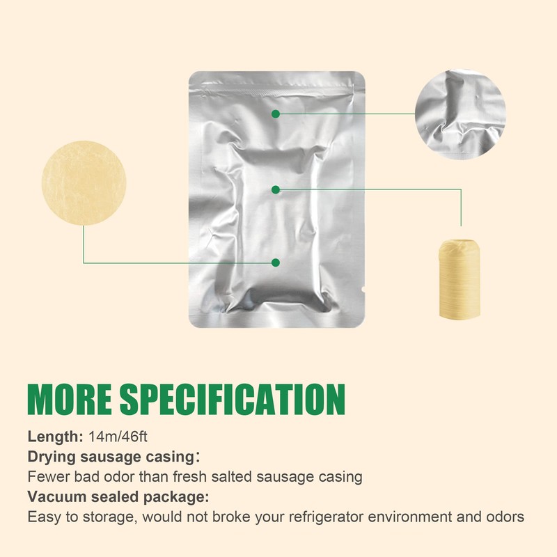 FAIRSKY Edible Drying Sausage Casing,Clear Smoked Collagen Sausage Casings for
