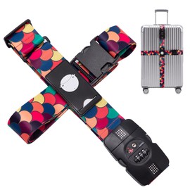 Travelkin Cross Luggage Strap, TSA Approved, Adjustable Travel Suitcase Belt Fits 18-32", Dragon Scale with TSA Lock, 76.5 inches x 1.97 inches