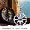 PROESS Evil Eye Compass Neaklace Sterling Silver Evil Eye Pendant