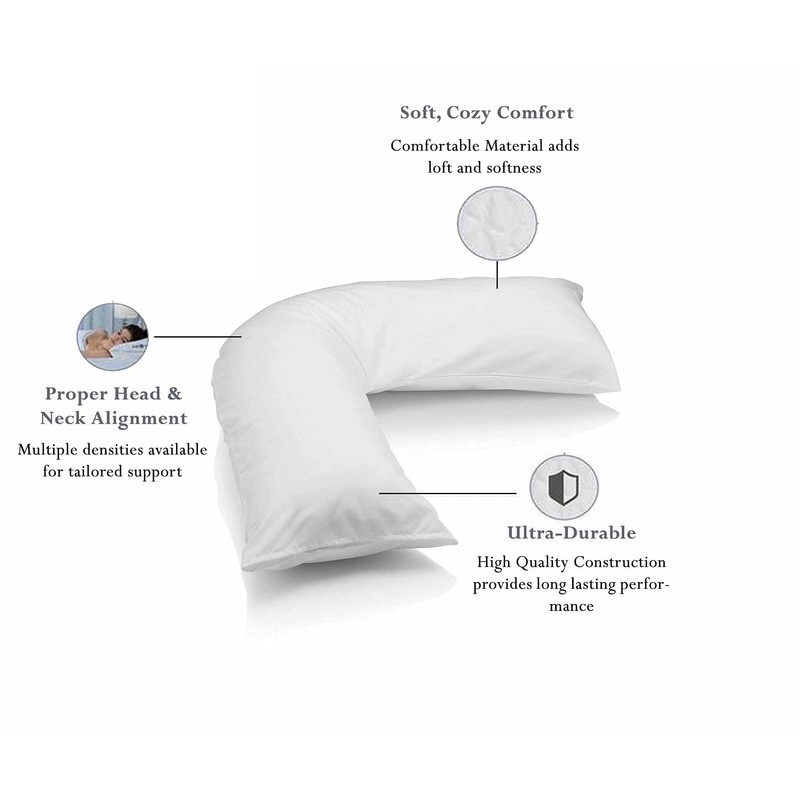 Orthopedic V-Shaped Pillow with Pillowcase Extra Filled Hollow Fiber Extra
