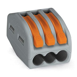 WAGO 222-413 3 Conductor Terminal Block with Levers, 4mm Maximum (50 pieces)