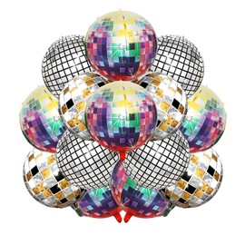 MY LIFE WAY 9PCSDisco Ball Balloons, 22-Inch Helium 4D Colorful Disco Ball, Party Balloons, Shiny and Unisex, Perfect for Bachelor Parties, Birthdays, and 70s, 80s, and 90s Disco Party Decorations