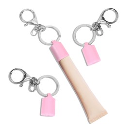 2Pcs Lip Gloss Keychain Compatible with Summer Fridays 0.5 oz Cap Keychain Replacement for LANGIGE 0.35 oz Lip Balm, Travel Size Lipgloss Holder Case with Keyring Portable Lipgloss Accessory(ONLY Cap)