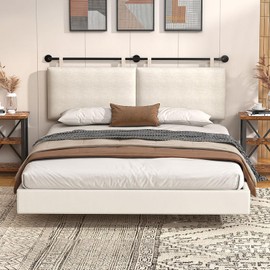 BSHOMGI Headboard for Queen Size Bed, Wall Mounted Headboard with Linen Queen Headboard Only Height Adjustable Beige Head Boards for Bedroom(Beige, Queen)