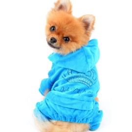 Pegasus SELMAI Hoodies for Dogs, Sports Outfits, Costumes for Small Dogs, Clothing, Soft Velvet Winter Jackets, Winter Coats for Pets, Puppies, Chihuahua, Walking, Training, Outdoor, Blue, L