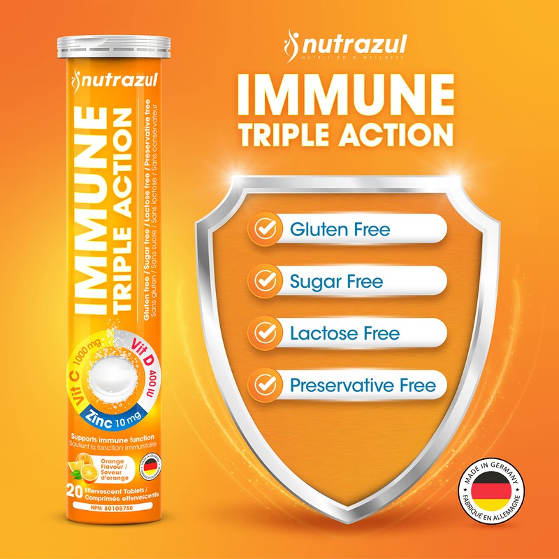Nutrazul Immune Triple Action Effervescent Tablets -1000 mg Vitamin C,