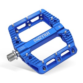 MZYRH MTB Pedals Mountain Bike Pedals with 3 Sealed Bearings, 9/16 Inch Bicycle Pedals, Non-Slip Lightweight Aluminium Alloy Bicycle Platform Pedals for Mountain Bike, Road Bike (Blue)