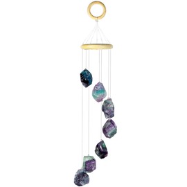mookaitedecor Natural Gemstone Wind Chime Mobile, Crystal Stone Wind Chimes for Home Garden Patio Indoor Outdoor Decor