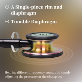 MaiWieel Dual Head Stethoscope for Medical Professionals,Double-Sided Stainless Chestpiece,Flexible Tubing & Soft Sealing Eartips,For Doctor,Nurse,Vet,Medical Student (Rainbow Black)