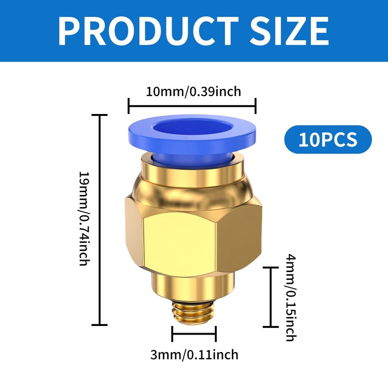 10 Pcs PC4-M6 Straight Pneumatic Fitting Connectors,Pneumatic Air Straight Quick
