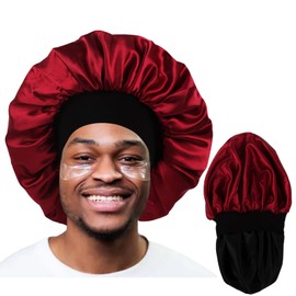 Himoswis Reversible Satin Bonnet for Men,Bonnets for Black Women Sleeping,Men Bonnet for Curly Hair,Dreads,Long Hair,Double Layer