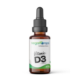 Vegan Drops® - Vitamin D3 Drops - 25 mcg Vitamin D (1000 IU) per Daily Dose - 1020 Drops, 30 ml per Bottle - Vegan, Alcohol Free & Produced in Dutch - Only 2 Ingredients