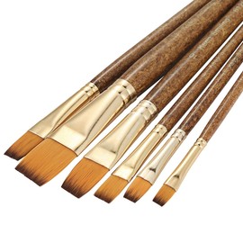 Silithus Brush Set 6 Pieces Professional Fine Tip Brush Set Round Tip Nylon Hair Artist Acrylic Brush for Acrylic Watercolor Oil Painting Level