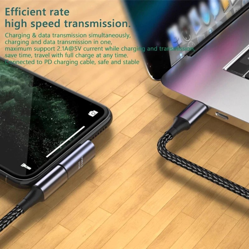 Universal 90 Degree USB-C Male to USB-C Female Adapter Data