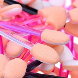 La Tartelette 100 Pack Disposable Eye Shadow Brush Sponge, Dual Sided Oval Tipped Makeup Applicator Tool, Multicolor