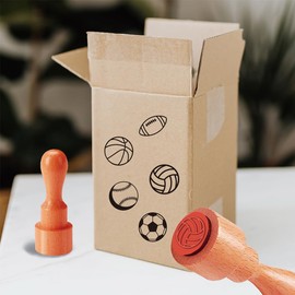 AHANDMAKER 5 Stil Ballspiele Dekorative Stempel Fußball Basketball Volleyball Baseball Muster Mini Holz Ei Stempel Für Scrapbooking Kartengestaltung Planer Aufkleber