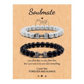 Dumbbell Bracelet Gifts for Gym Lovers Gym Dumbbell Bracelet Weight Bracelet for Men Women Matching Couple Bracelet Valentines Gifts for Couples